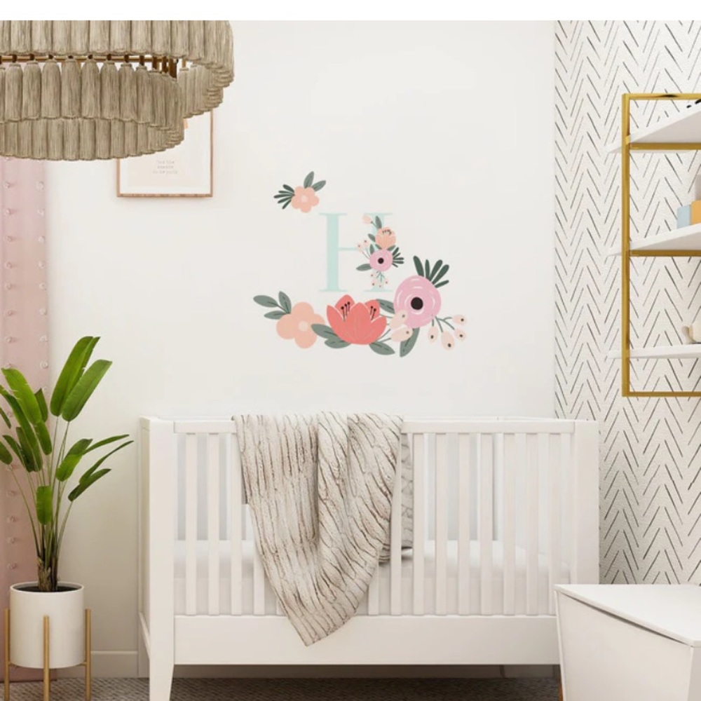 FLORAL MONOGRAM PEEL AND STICK GIANT WALL DECALS